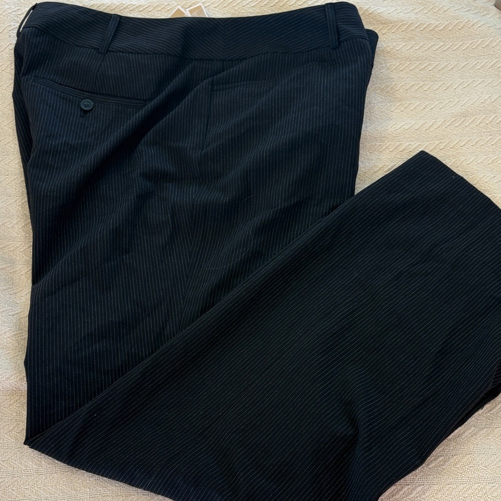 NWT 14W Michael Kors Black Pinstripe Trousers Dress Pants Lightweight all season